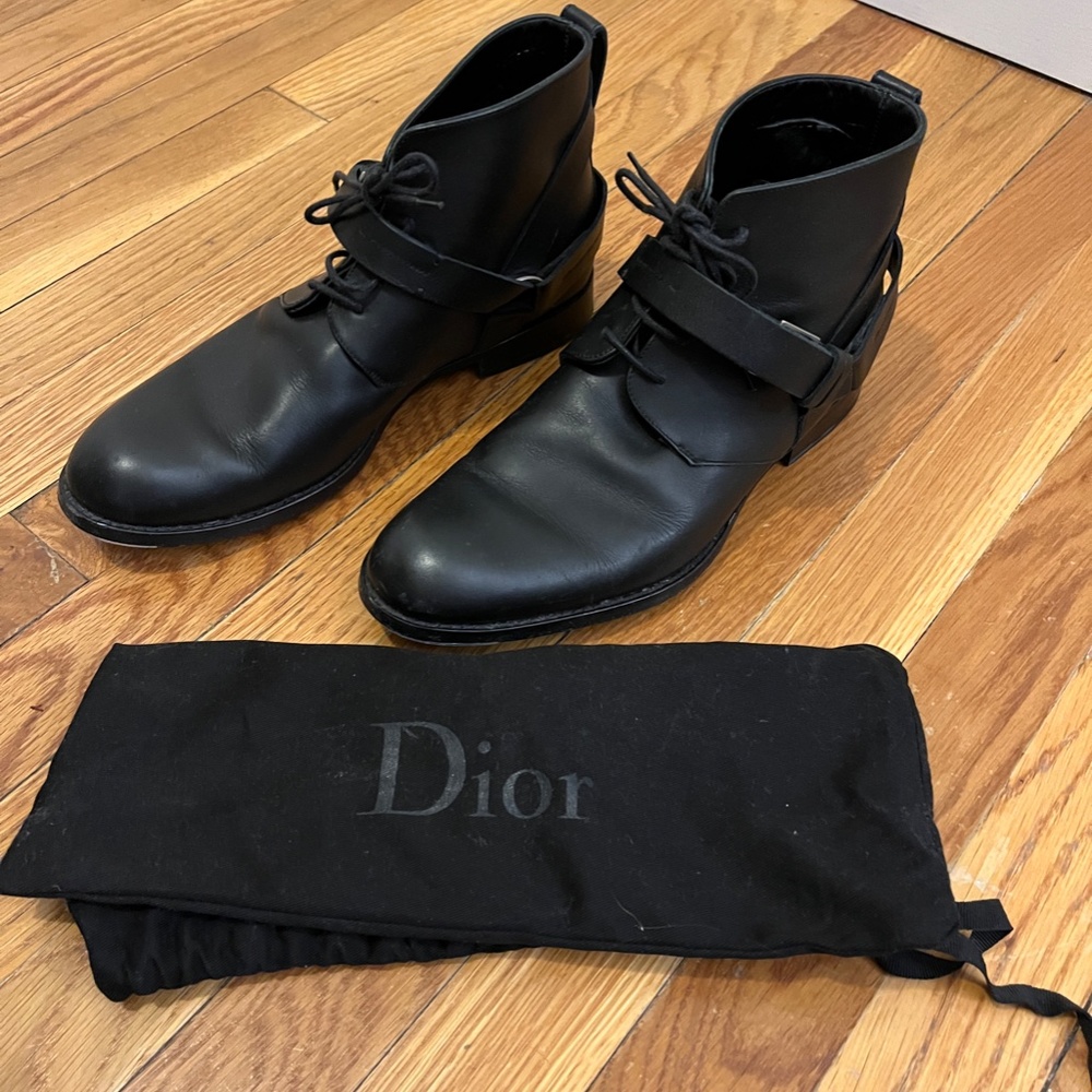 Christian Dior Mens Black Lace Up Ankle Boots Euro Size 41 (8.5)